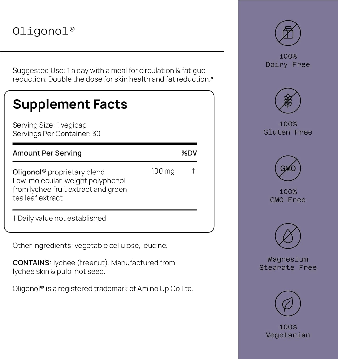 Quality of Life Oligonol Premium anti Aging Supplement - Promotes Cardiovascular Health, Circulation & Youth, Includes Antioxidants - Lychee Fruit Extract - 30 Vegicaps