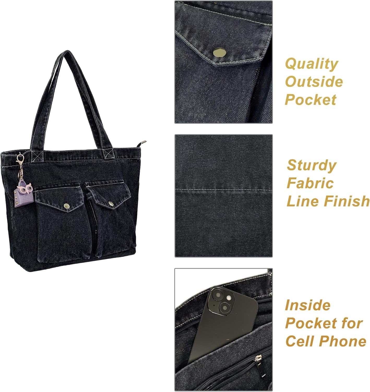 Women'S Stylish Large Denim Crossbody Messenger Bag for Woman Spacious Jean Shoulder Purse Tote Hobo Bag