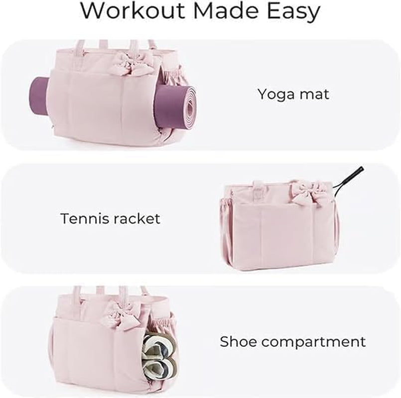 Crush Bow Tote Bag for Women, Fluffy & Lightweight Crush Bow Tote Bag for Women, Perfect for Daily Commuting, Shopping&Travel