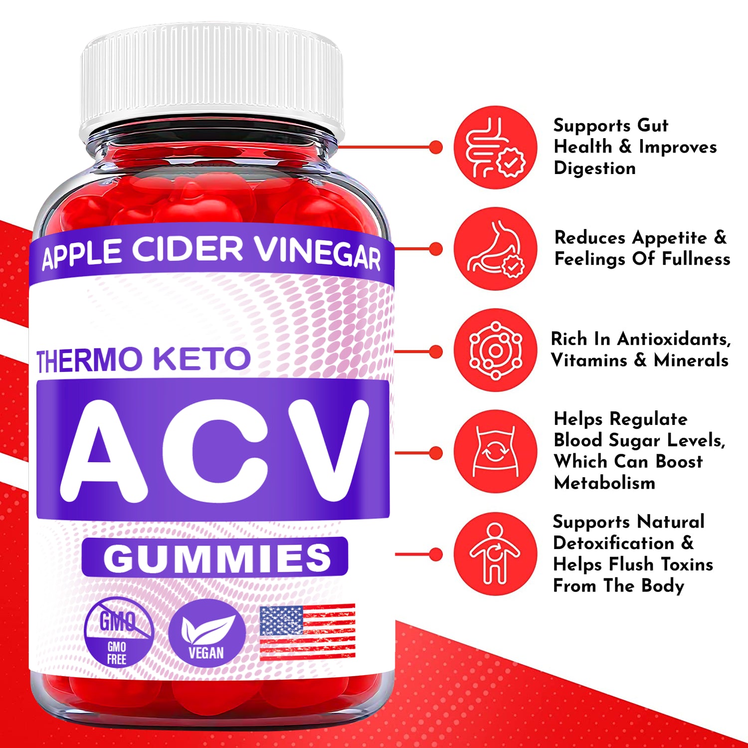 (1 Pack) Thermo Keto ACV Gummies - Thermo Keto Gummies, Weight Loss - 60 Gums