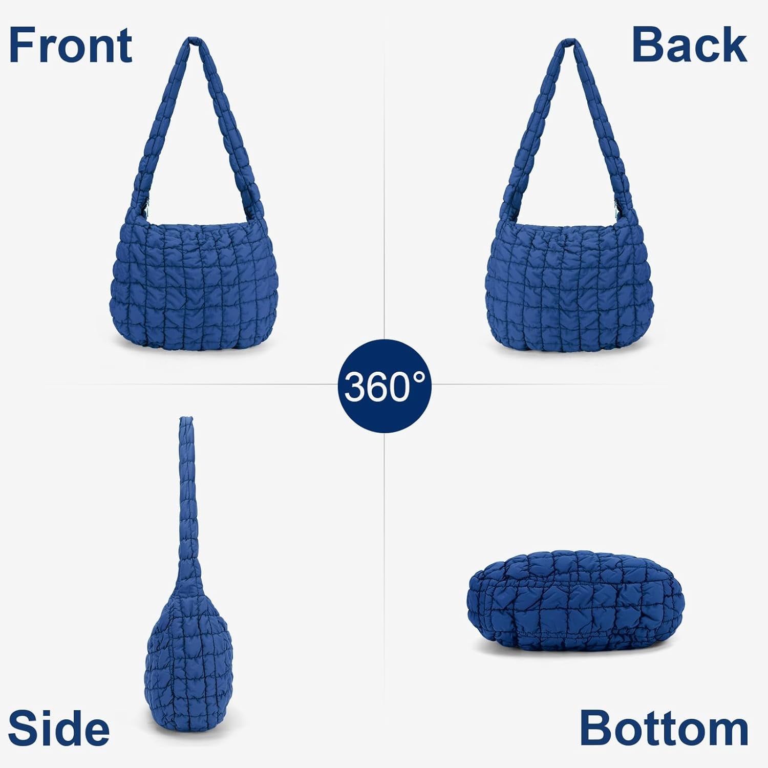 YFGBCX Quilted Tote Bag for Women Puffer Bag Quilted Bag Lightweight Puffy Tote Bag Quilted Padding Shoulder Bag Padded Hobo Crossbody Bag Zip Closure A09-Blue