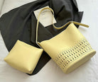 2 Pcs Hollowed Bucket Bags Women Trendy PU Leather Hobo Underarm Shoulder Bag Crossbody Purse Beach Travel Tote Handbag 2025