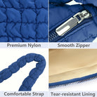 YFGBCX Quilted Tote Bag for Women Puffer Bag Quilted Bag Lightweight Puffy Tote Bag Quilted Padding Shoulder Bag Padded Hobo Crossbody Bag Zip Closure A09-Blue