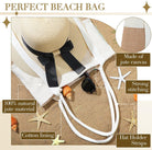 2 Pcs Large Beach Tote Bag Travel Tote Hat Bag for Women with Sun Hat Holder Strap Boho Summer Beach