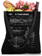 American WW2 Aircraft B-17 Flying Fortress Blueprint Tote Bag