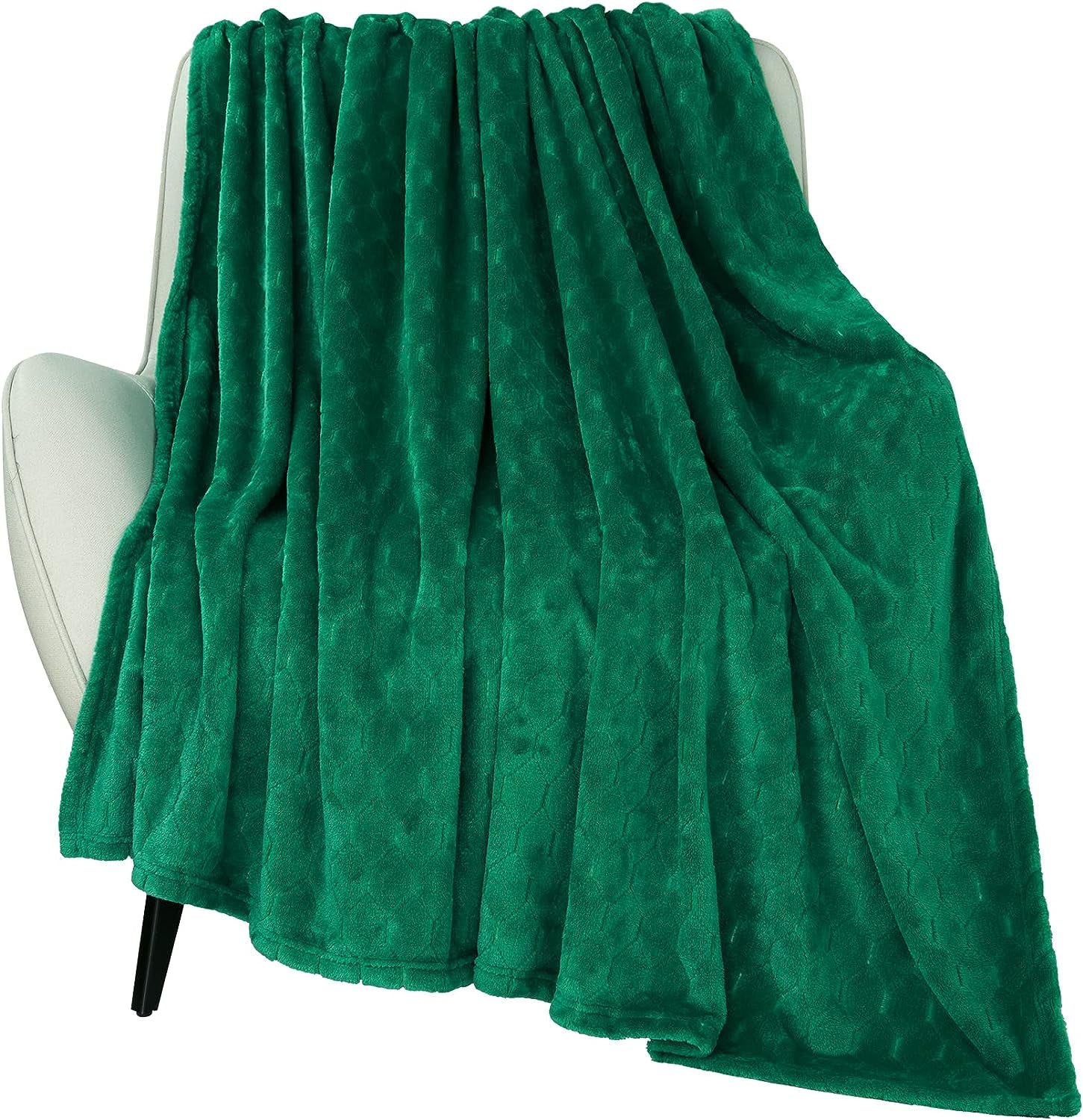 TOONOW Fleece Blanket Super Soft Cozy Throw Blanket 50" X 60", Lightweight Fuzzy Comfy Textured Flannel Blanket Warm Plush Throw Blankets for Couch, Sofa, Bed, Emerald