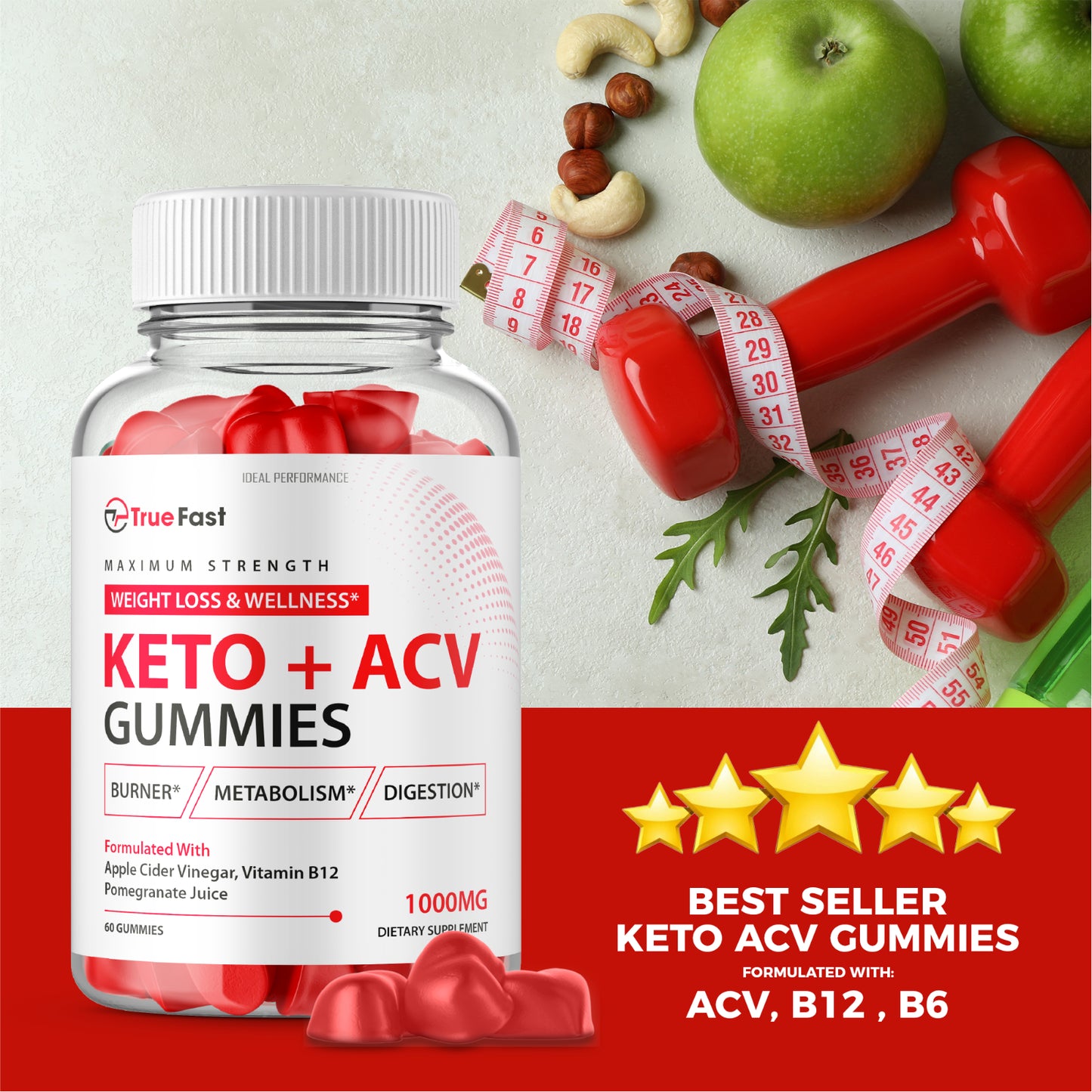 True Fast Keto ACV Gummies (300 Gummies)