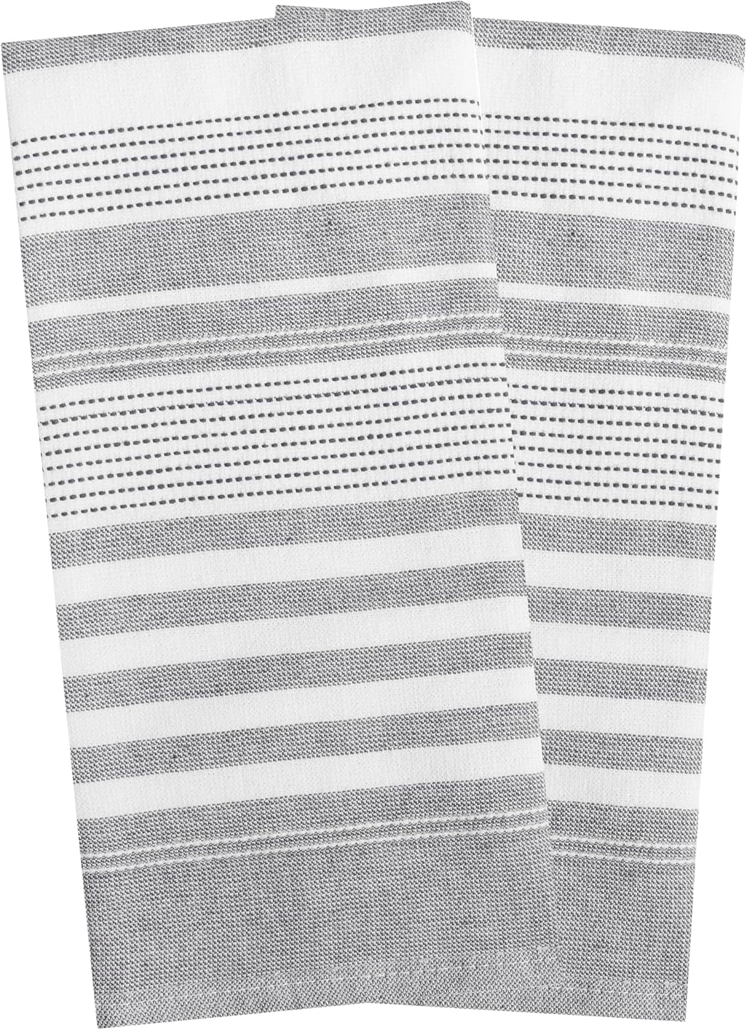 T-Fal Premium Dual-Sided Skipping Striped Kitchen Towels (2-Pack), 18" X 28", Highly Absorbent, Long-Lasting, Reversable 100% Flat-Weave Cotton Dish Towels, Hand Towels, Bar Towels, Toast