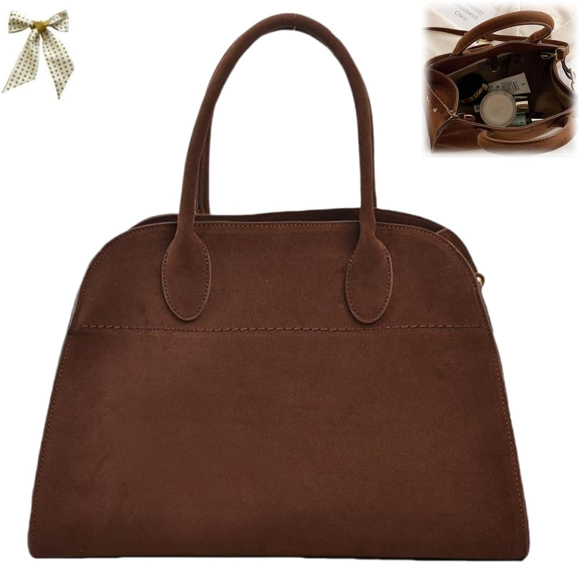 Suede Vintage Tote Bag for Women,Large Capacity Fashion Retro Shoulder Satchel,Adjustable Strap Faux Leather Top Crossbody