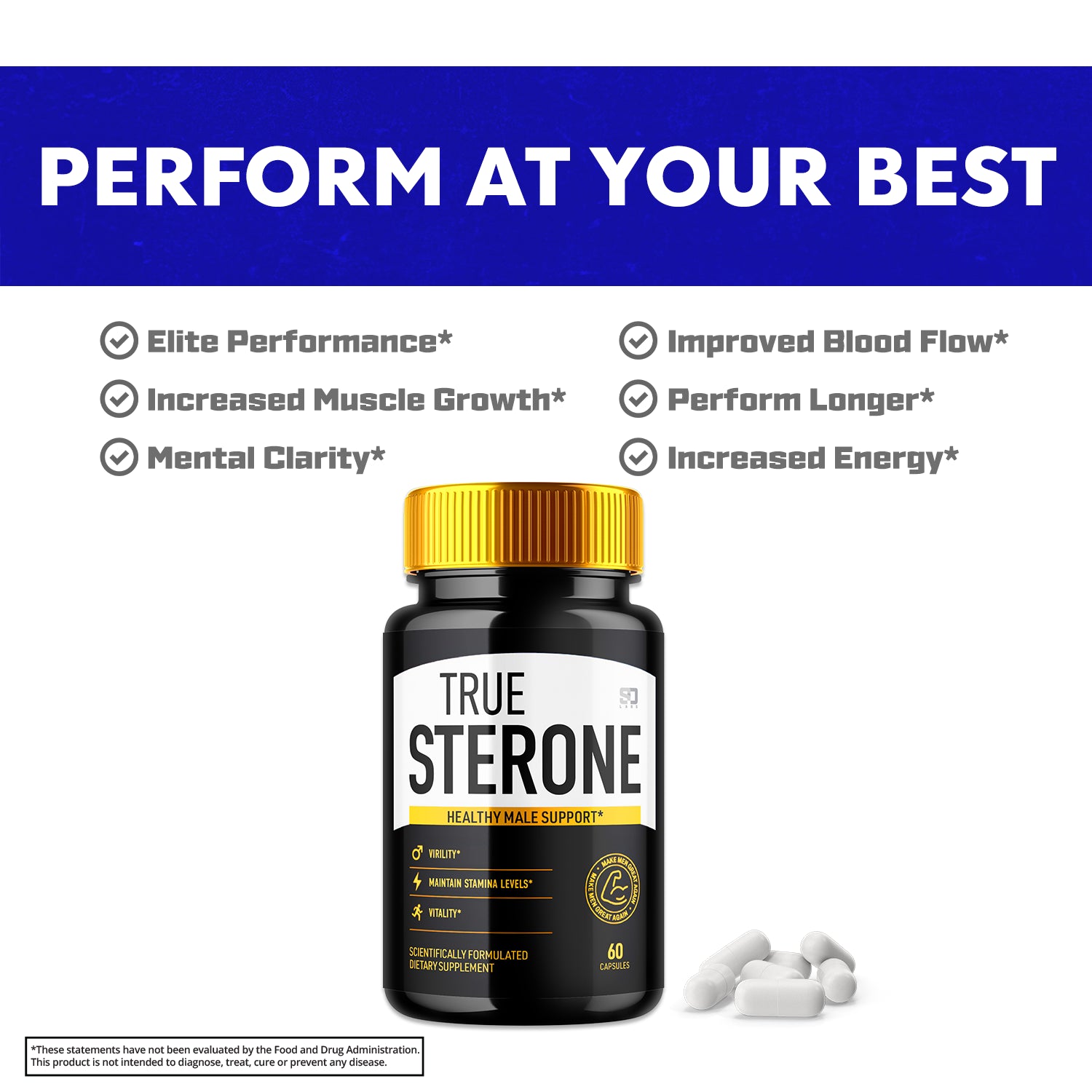 True Sterone Male Pills - Enhances Stamina and Supports Vitality (3 Pack)