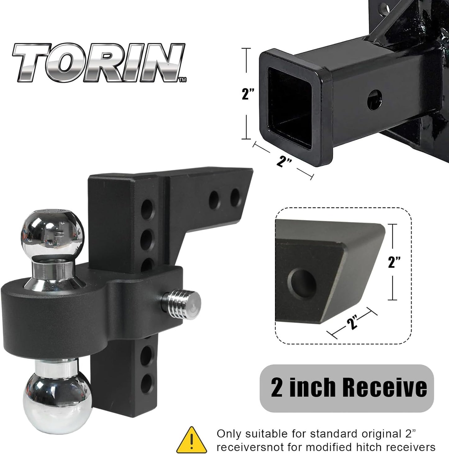 Torin ATRLY2019B Trailer Hitch Ball, 2 Inch Diameter, 1.75 Ton (3,500 Lbs), 3/4 X 1-3/4-Inch Shank