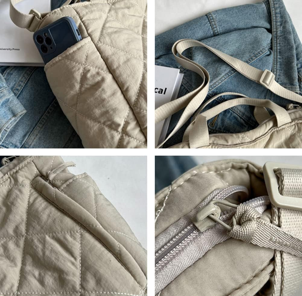 Women Quilted Tote Bag Puffer Hobo Handbag Lightweight Padding Shoulder Bag Nylon Padded Crossbody Purse