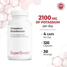 Supersmart - Potassium Bicarbonate 5400Mg per Day (High Dose) - Electrolyte Mineral - Acid-Base Balance Ph - Heart, Muscle & Nerve Health | Non-Gmo & Gluten Free - 120 Vegetarian Capsules
