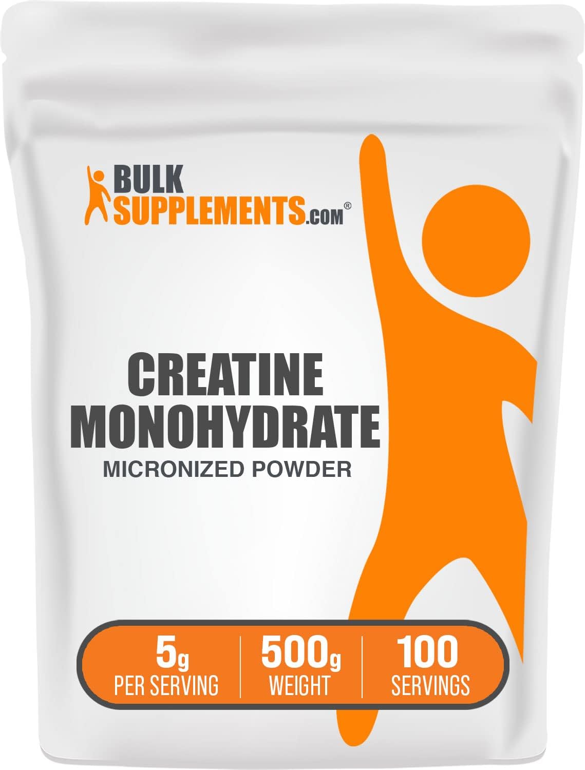 Bulksupplements.Com Creatine Monohydrate Powder - Micronized Creatine Powder, Unflavored - Pure & Gluten Free, 5G per Serving, 500G (1.1 Lbs) (Pack of 1)