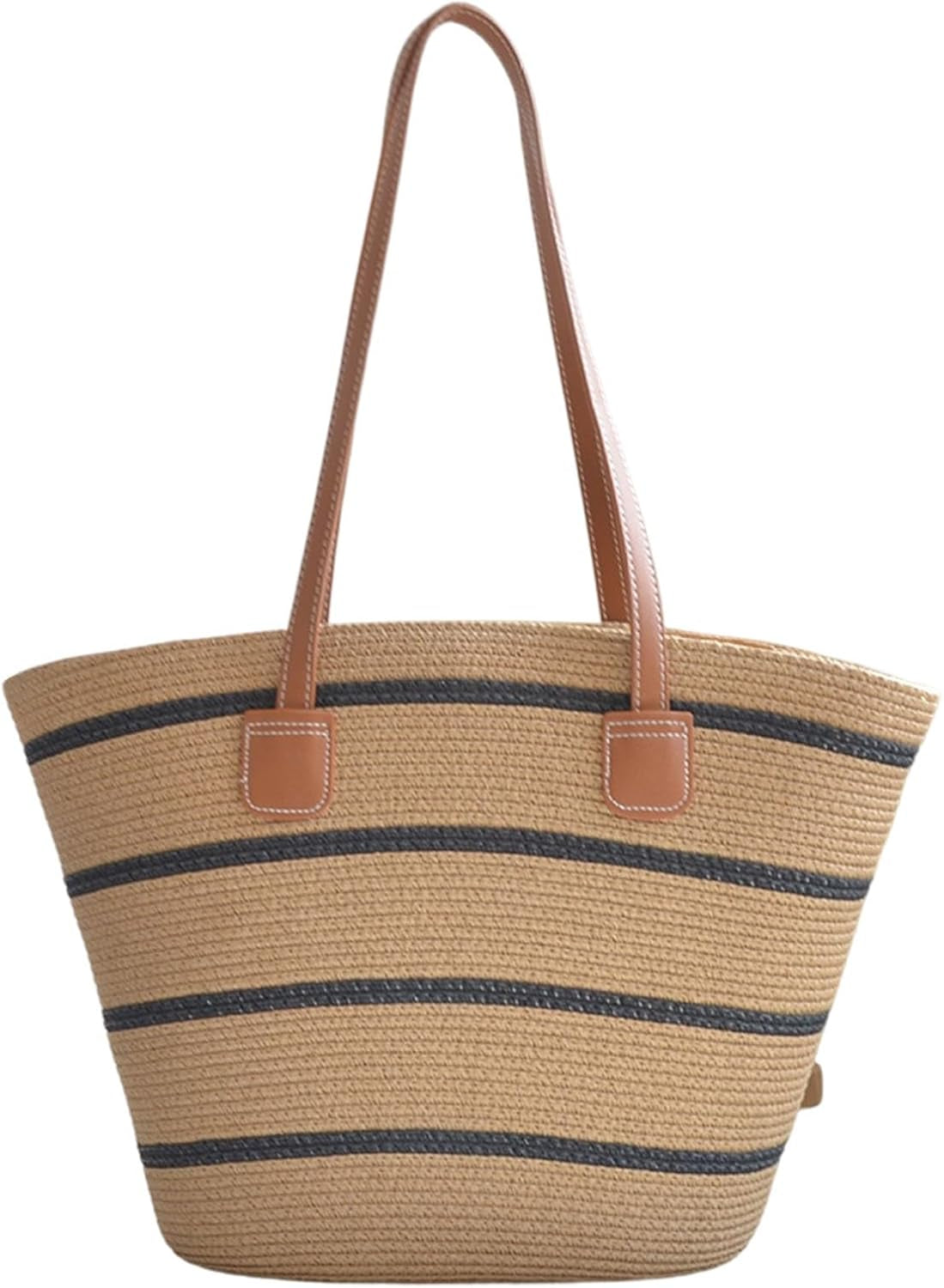 Straw Beach Bag for Women Summer Shoulder Bucket Handbag Straw Tote Bag Woven Shoulder Purses