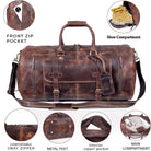 24 Inch Genuine Leather Duffle Bag for Men Travel Overnight Weekender Leather Duffel Bags Sports Gym Duffel for Men and Women Carry on Luggage for Traveling