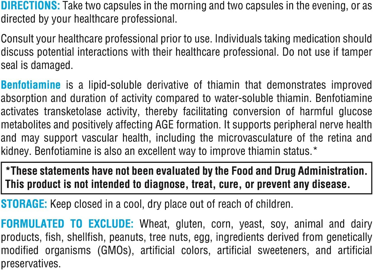 XYMOGEN Benfotiamine 300Mg - Highly Bioavailable Thiamine B1 Supplement Derivative to Support Metabolic, Nerve + Vascular Health (120 Capsules)