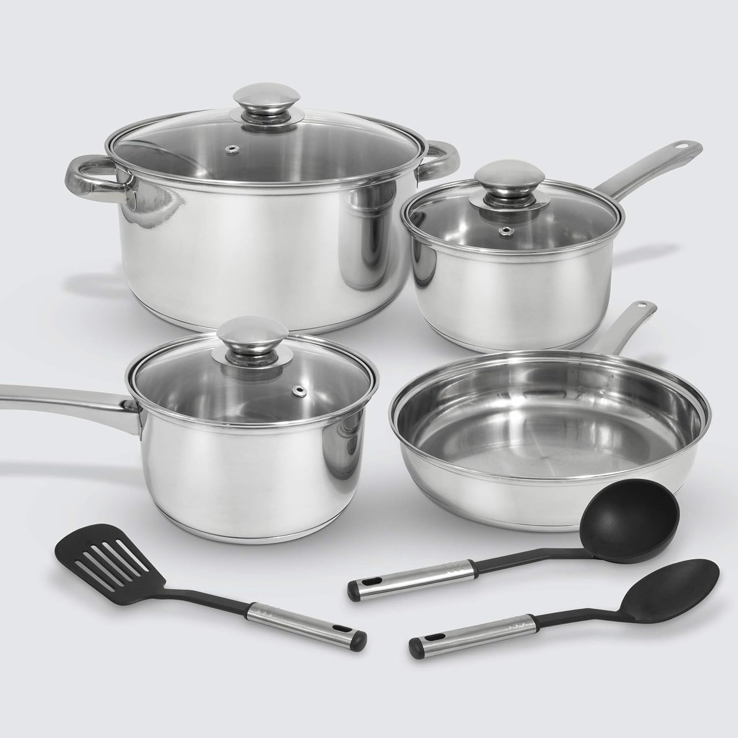 Excelsteel W/Encapsulated Base & Tools Versatile for Any Kitchen Stainless Cookware Set, 10 Pc