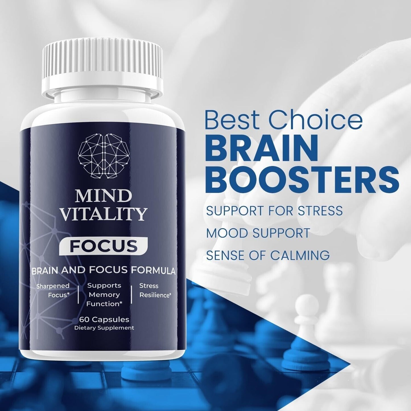 (1 Pack) Mind Vitality Focus Nootropic Supplement - Brain Productivity Support