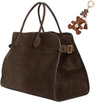 [15 In] Suede Tote Bag for Women Large Retro Top Handle Shoulder Handbag Leather Work Tote Bags for Office Travel