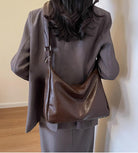 Slouchy PU Leather Hobo Bags Women Underarm Shoulder Bag Trendy Crescent Crossbody Purses College Travel Tote Handbag 2025