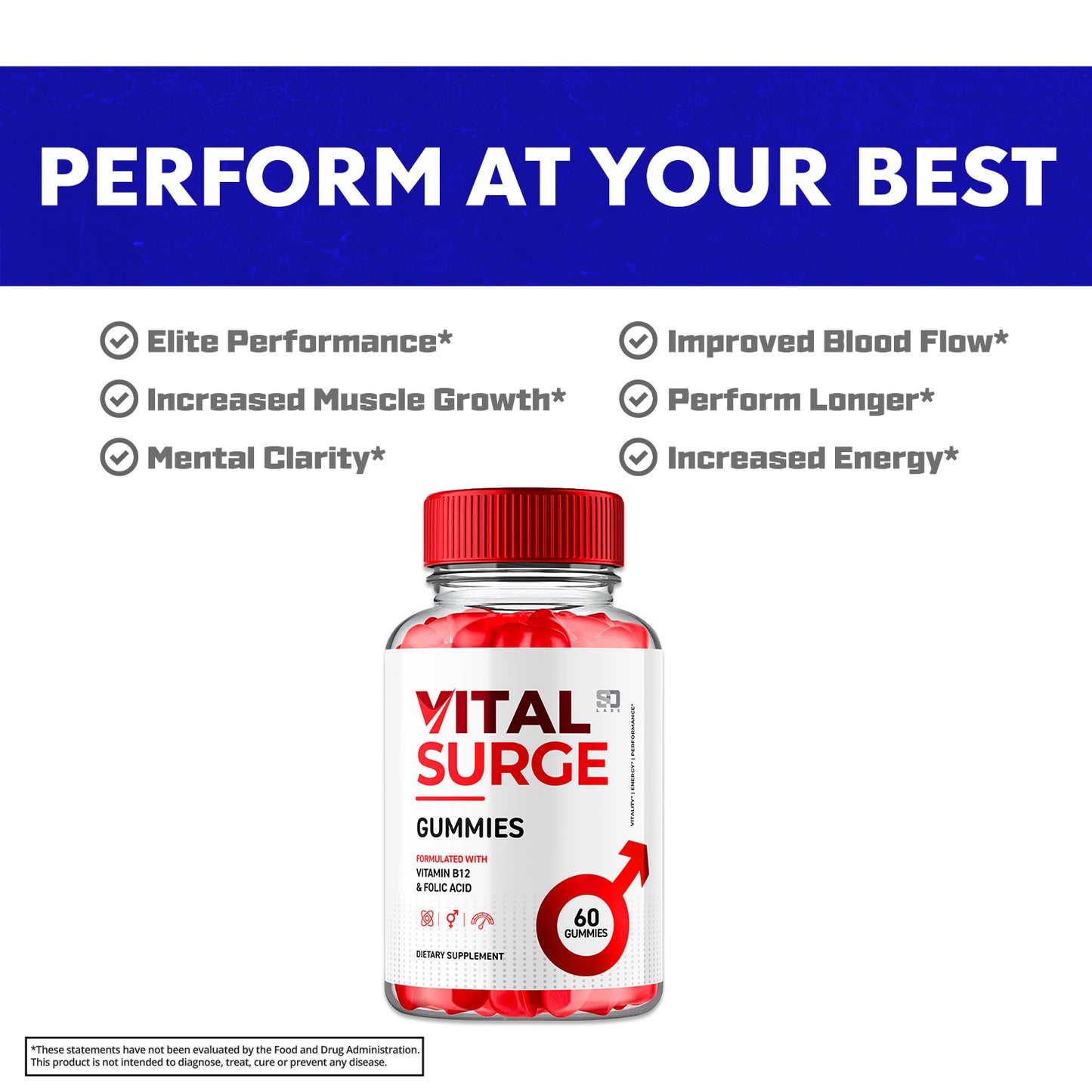 Vital Surge Gummies Supports Performance and Boosts Energy (5 Pack)