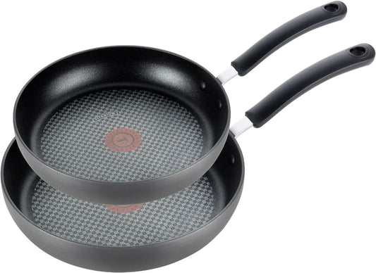 T-Fal Ultimate Hard Anodized Nonstick Fry Pan Set 2 Piece, 10, 12 Inch, Oven Broiler Safe 400F, Cookware, Pots and Pans Set Non Stick, Kitchen Frying Pans, Skillets, Dishwasher Safe, Grey