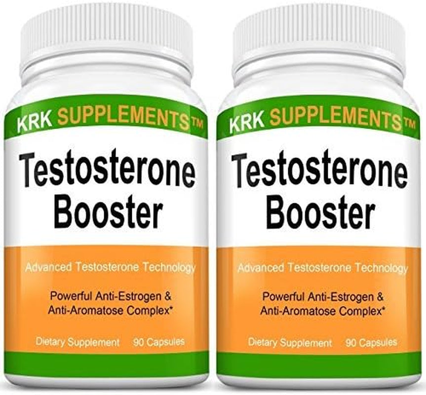 2 Bottles Testosterone Booster Anti-Estrogen Anti-Aromatase Tribulus Terrestris Extract Chrysin Diindolylmethane DIM Eurycoma Longifolia Jack Gamma Oryzanol 180 Total Capsules