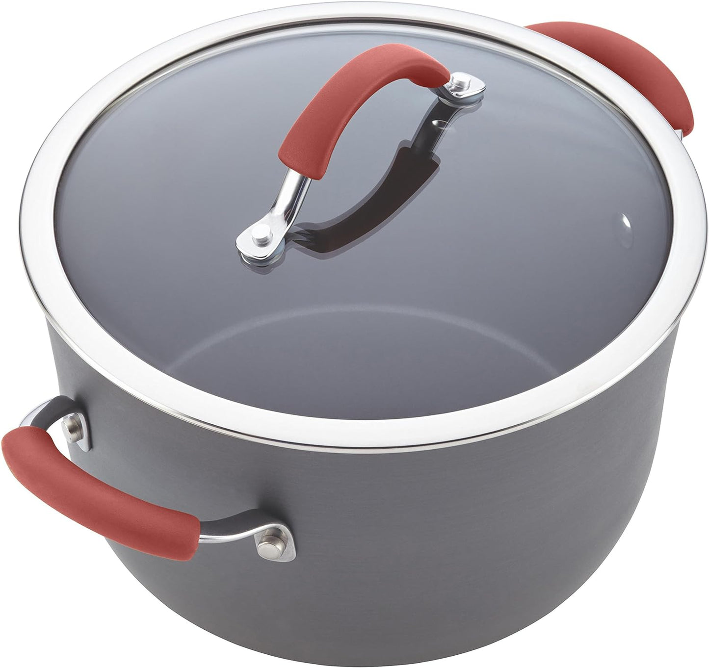 Rachael Ray - 87630 Rachael Ray Cucina Hard Anodized Nonstick Cookware Pots and Pans Set, 12 Piece, Gray with Red Handles