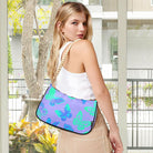 Blue Turquoise Butterflies Purple Aesthetic Shoulder Bag for Women Classic Purse Hobo Totes Colorful Tote Handbags Zipper Closure