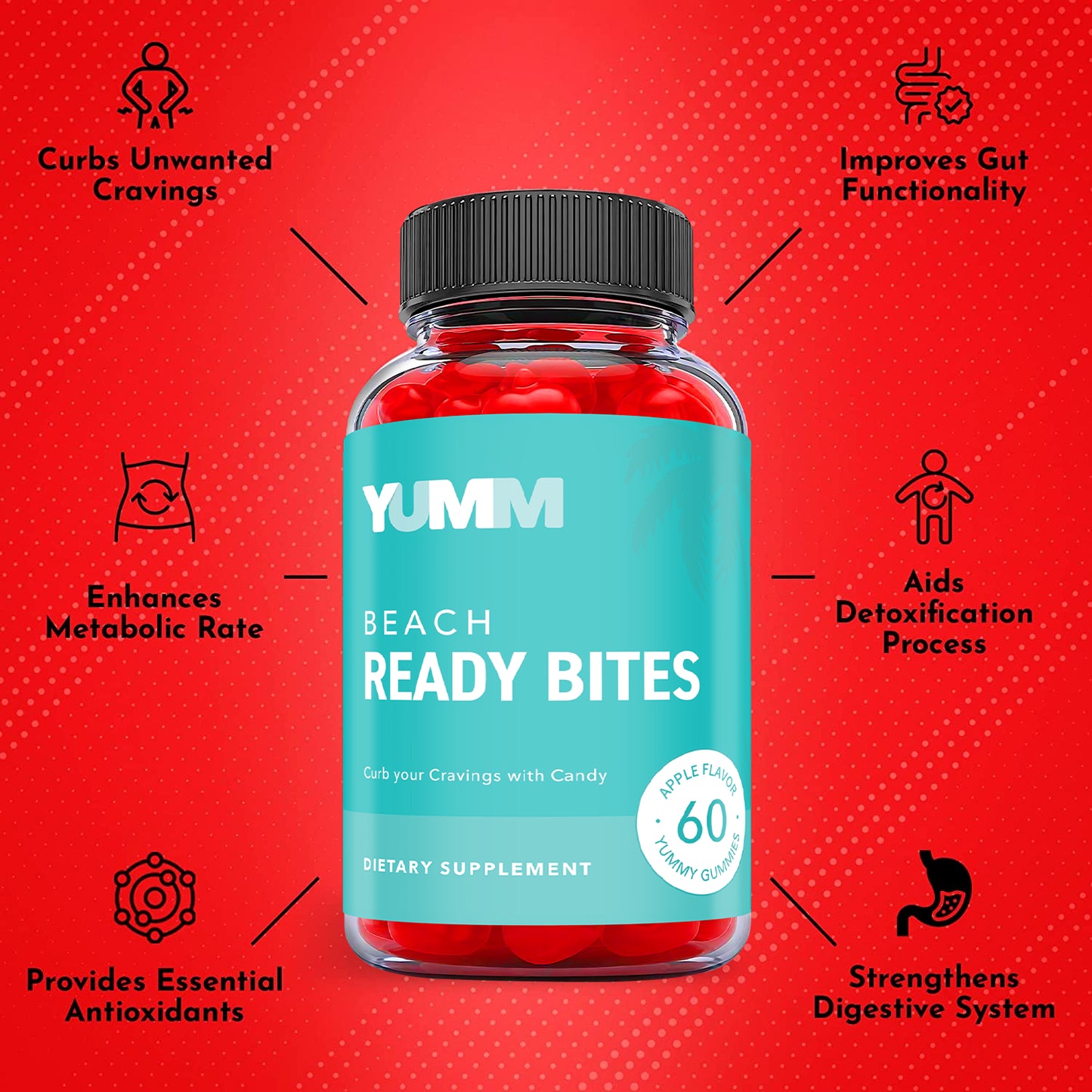 Yumm Beach Ready Bites Gummies - Keto ACV Gummies for Weight Loss (1 Pack)