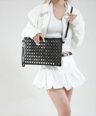 Y2K Crescent Crossbody Purse Women 90S PU Leather Trendy Studded Shoulder Satchels Hobo Bags Punk Underarm Tote Handbag