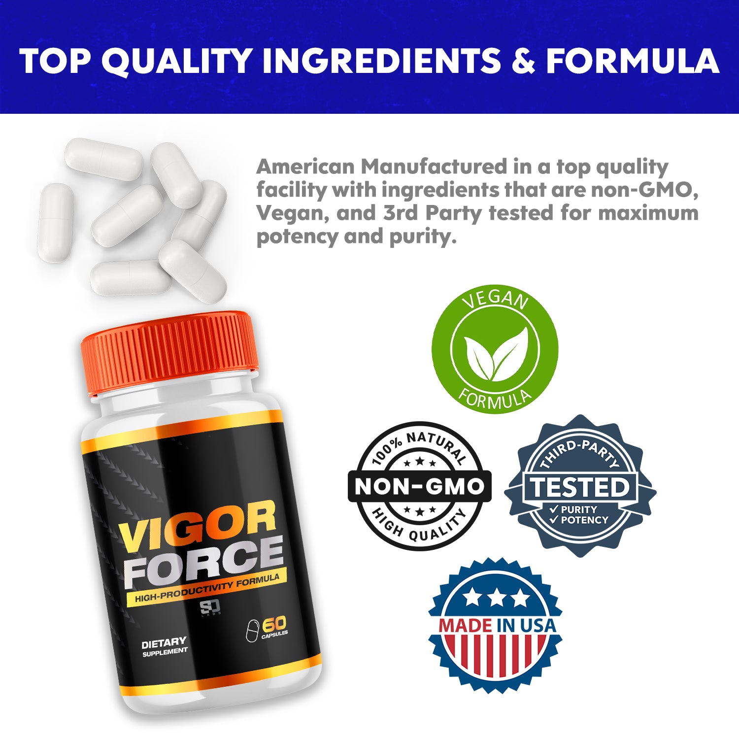 Vigor Force Male Pill - Boosts Vitality & Energy with a Potent Formula (2 Pack)