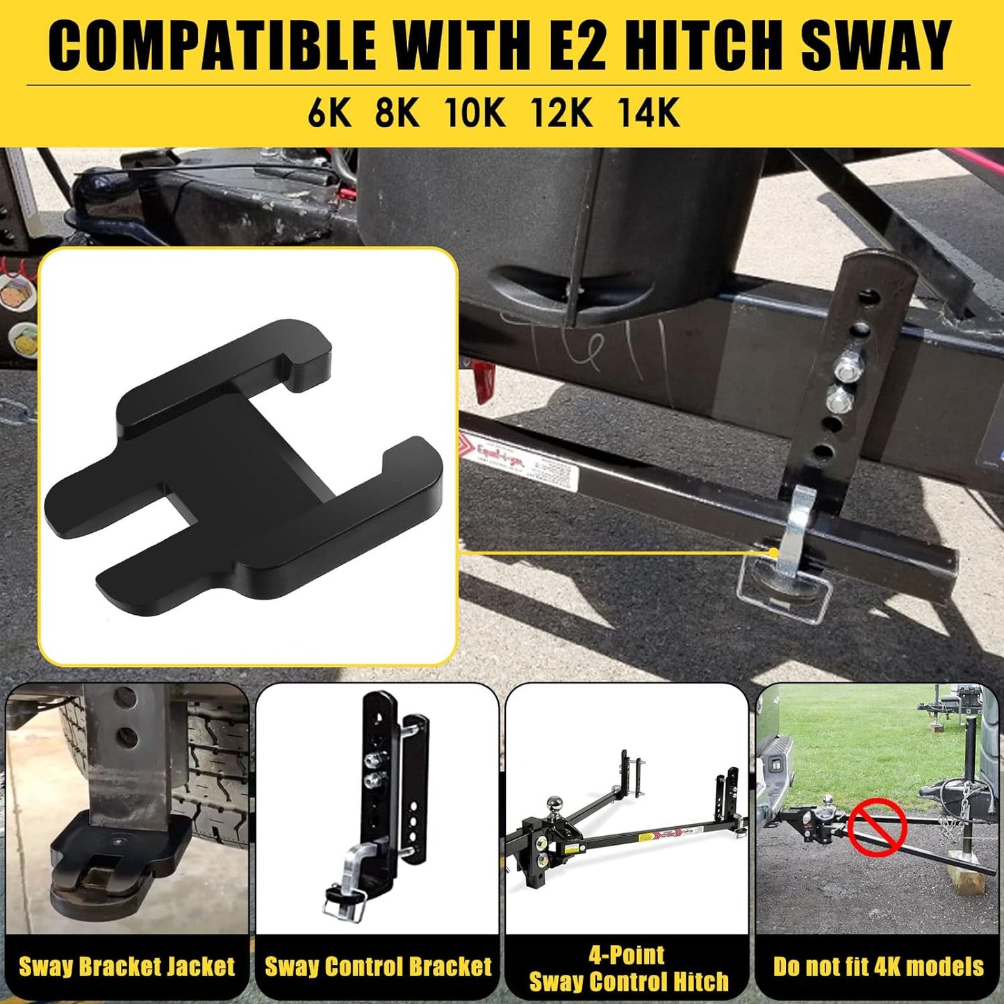 Sway Bracket Jacket,E2 Hitch Parts,Weight Distribution Hitch Parts Compatible with E2 Hitch Sway 6K 8K 10K 12K 14K,Sway Control Brackets , Sway Bar Bracket Eliminate Noise 1Pair (2Pcs)