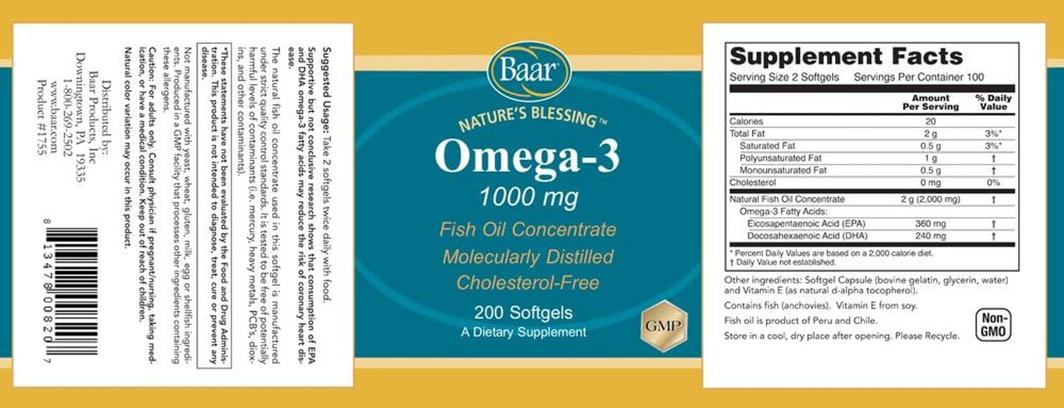 Omega 3 1000Mg 200 Softgels