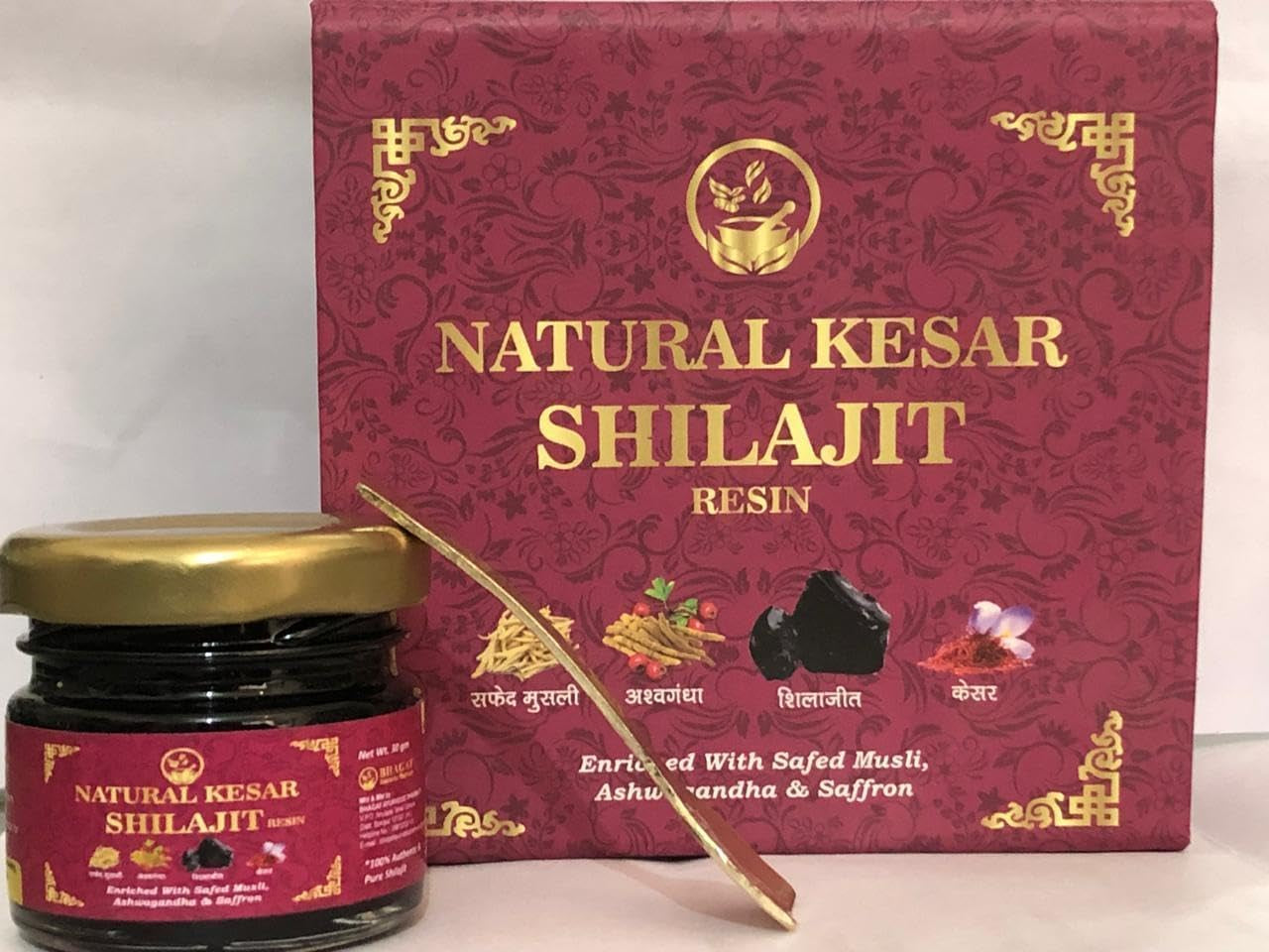 Generic Natural Kesar Shilajit 100% Authentic & Pure Shilajit Resin Pure Enriched with Safed Musli, Ashwagandha & Saffron (.20-Pounds) (Pack of 2)