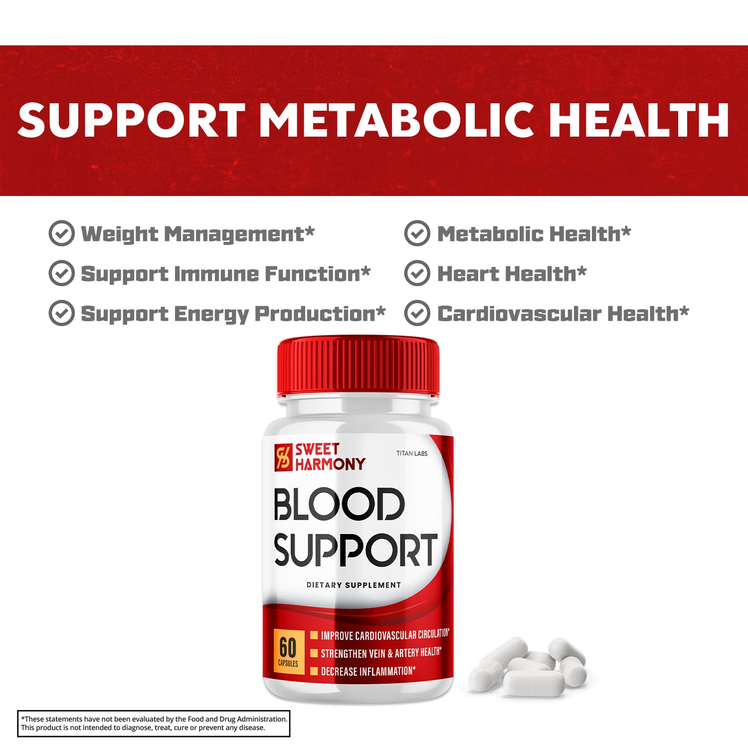 Sweet Harmony Blood Support - Supplement for Balanced Blood Sugar (5 Pack)