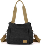 DOURR Light Cotton Canvas Crossbody Bags for Women Daily Small Organized Shoulder Handbags with 3 Compartments