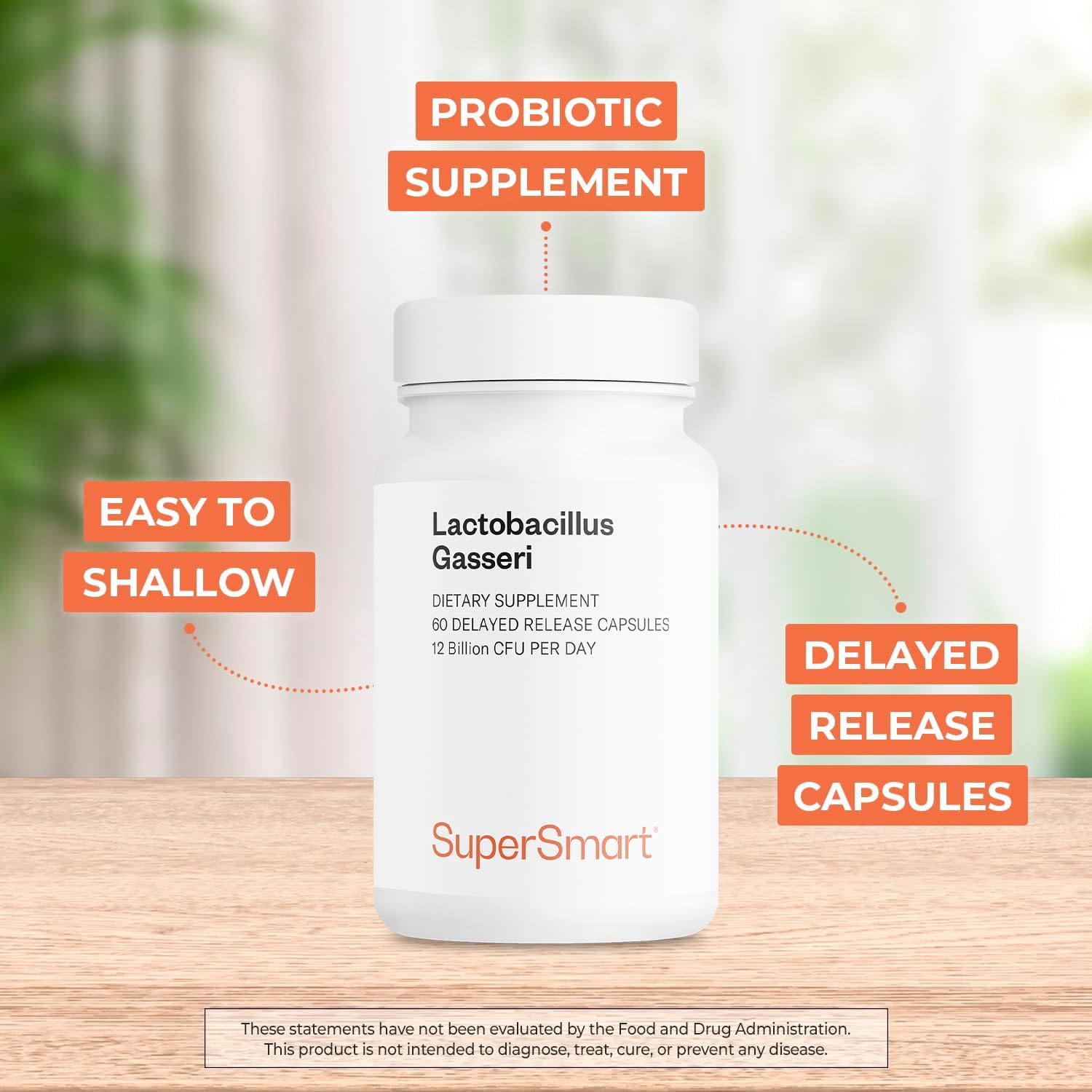 Supersmart - Lactobacillus Gasseri 12 Billion CFU per Day - Probiotic Supplement | Non-Gmo & Gluten Free - 60 DR Capsules (Delayed Release)