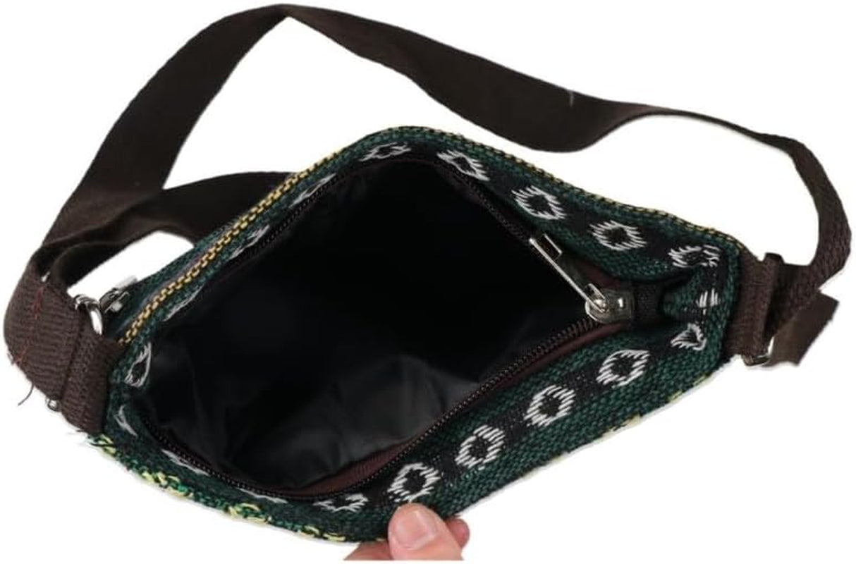 2Pcs Vintage Elephant Embroidery Handbag Crossbody Bag, Personality Women Knitted Tote Shoulder Purse Canvas Bag
