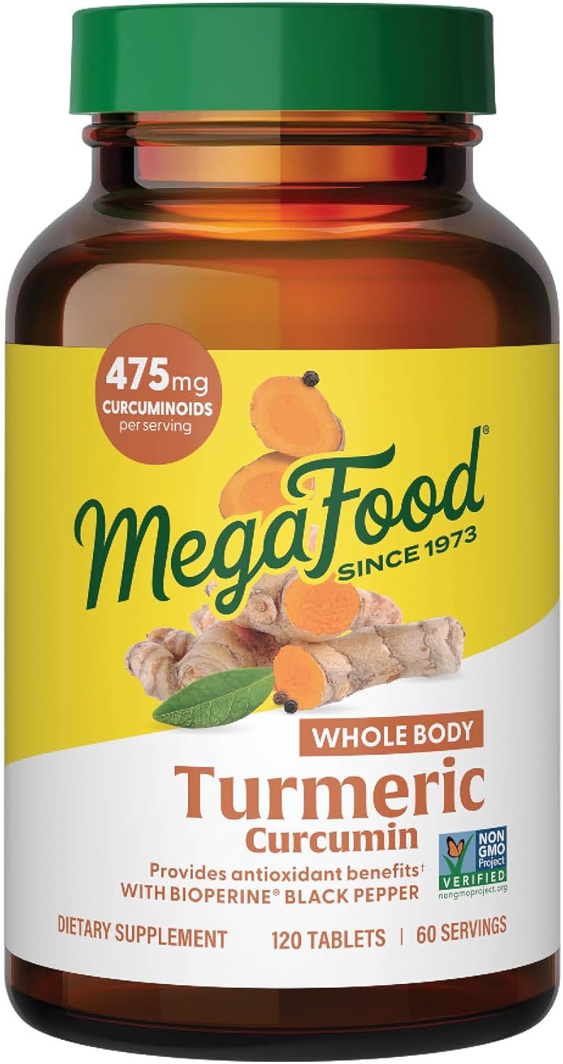 Megafood Whole Body Turmeric Curcumin Supplement - Turmeric Supplement with Black Pepper & Vitamin C - 475 Mg Curcuminoids per Serving - Antioxidant & Immune Support - Vegan - 120 Tablets, 60 Servings