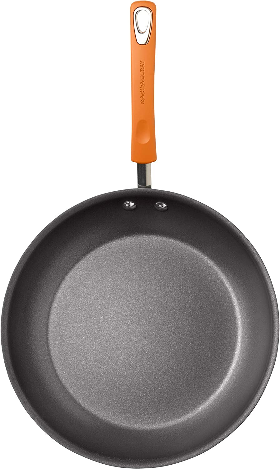 Rachael Ray Brights Hard-Anodized Aluminum Nonstick Cookware Set with Glass Lids, 10-Piece Pot and Pan Set, Gray with Orange Handles