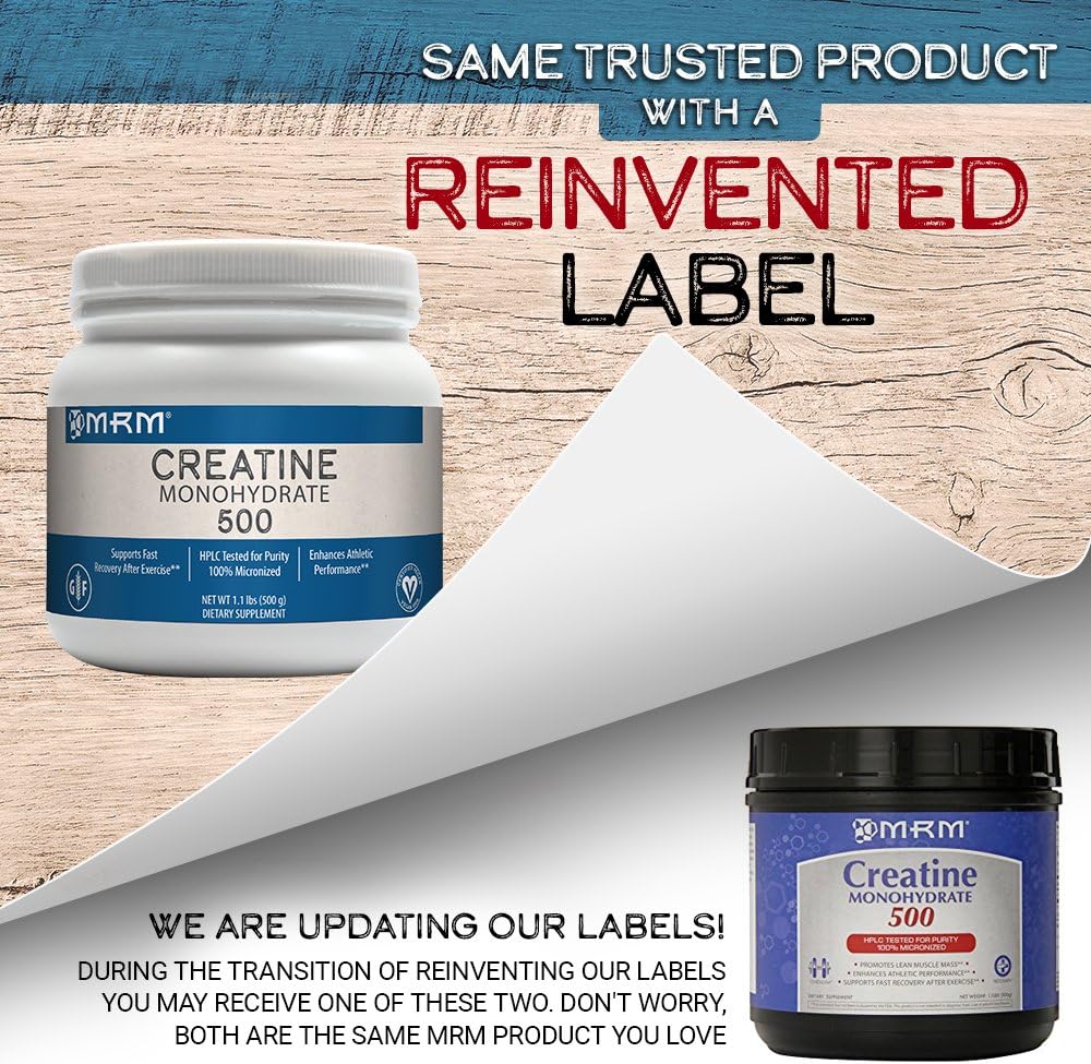 MRM Creatine Monohydrate 500, 1.1-Pound Plastic Jars (Pack of 6)