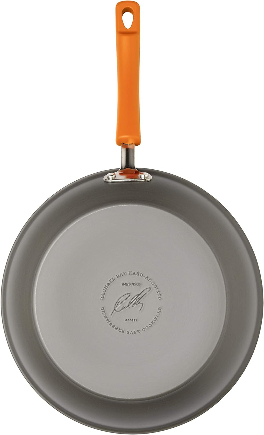 Rachael Ray Brights Hard-Anodized Aluminum Nonstick Cookware Set with Glass Lids, 10-Piece Pot and Pan Set, Gray with Orange Handles