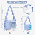 YFGBCX Quilted Tote Bag for Women - Lightweight Puffer Shoulder Bag, Padded Hobo Crossbody with Zip Closure - A07-Light Blue