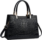 Women'S PU Leather Black Handbag - Crocodile Texture Tote Bag for Women with Top Handles and Adjustable Shoulder Strap, Stylish Satchel for Daily Use and Work