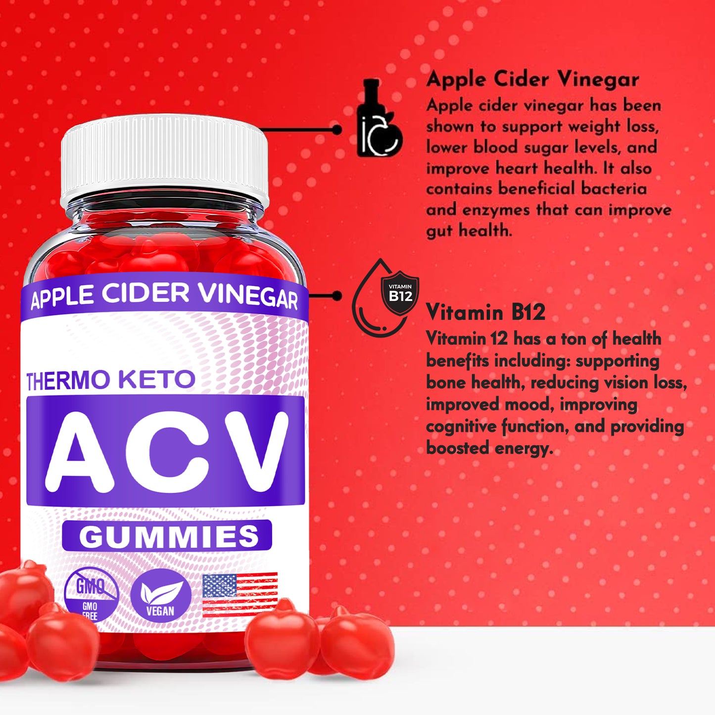 (1 Pack) Thermo Keto ACV Gummies - Thermo Keto Gummies, Weight Loss - 60 Gums