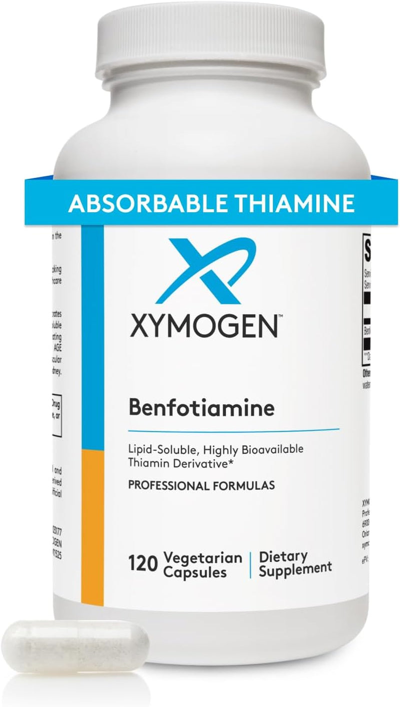 XYMOGEN Benfotiamine 300Mg - Highly Bioavailable Thiamine B1 Supplement Derivative to Support Metabolic, Nerve + Vascular Health (120 Capsules)