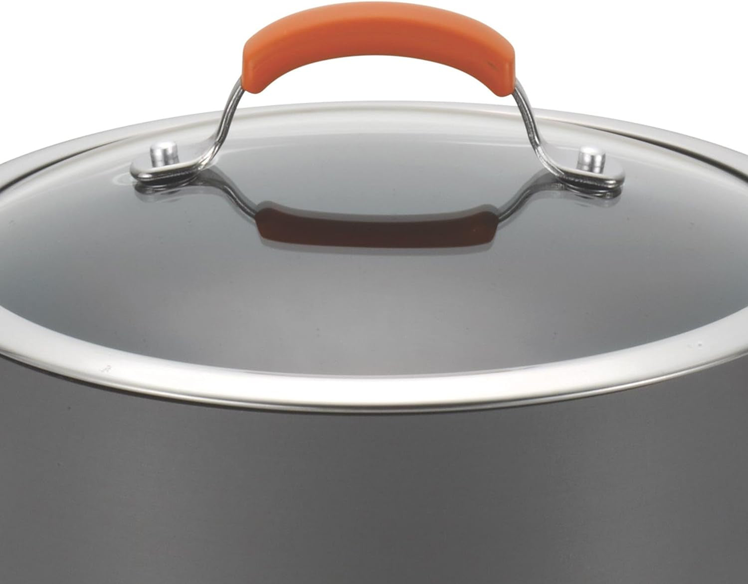 Rachael Ray Brights Hard-Anodized Aluminum Nonstick Cookware Set with Glass Lids, 10-Piece Pot and Pan Set, Gray with Orange Handles