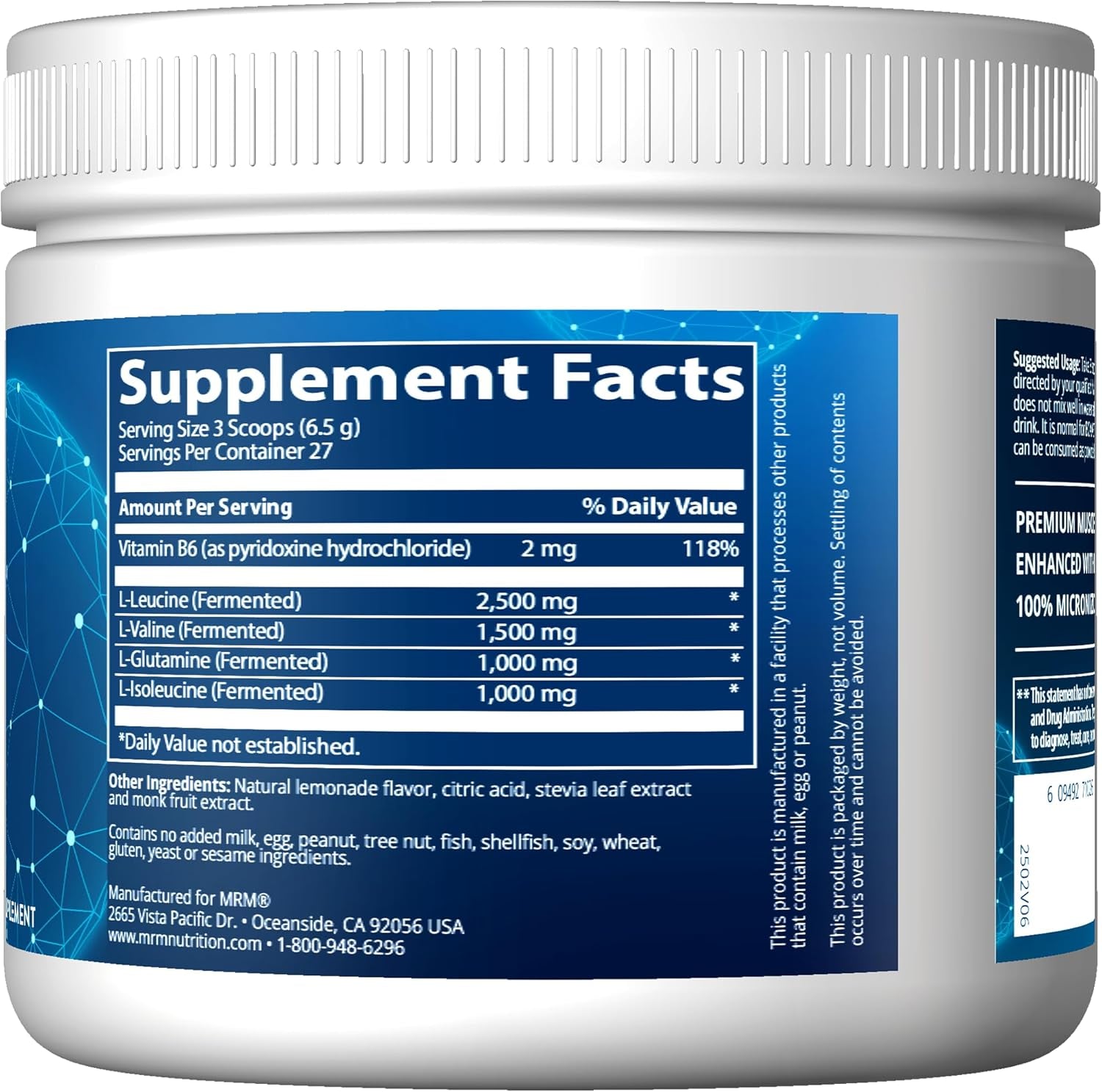 MRM - BCAA + G 180G Ultimate Recovery Formula Â€“ Lemonade 180 G